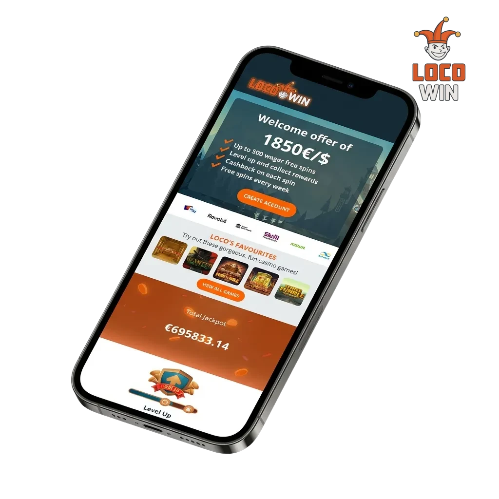 Aplicación móvil Locowin con opciones de descarga para dispositivos Android y iOS con bonos de bienvenida disponibles