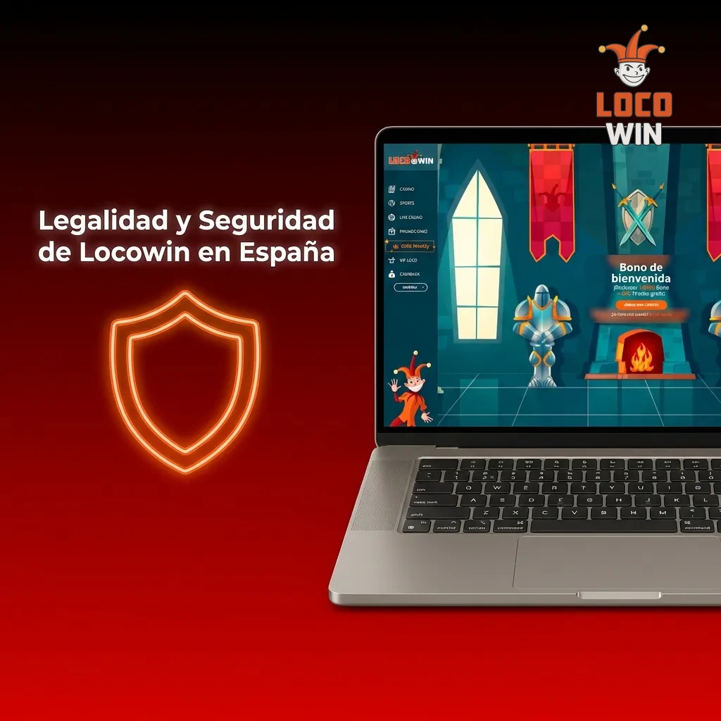 Locowin casino platform displaying Curaçao gaming license and SSL security certification for Spanish players