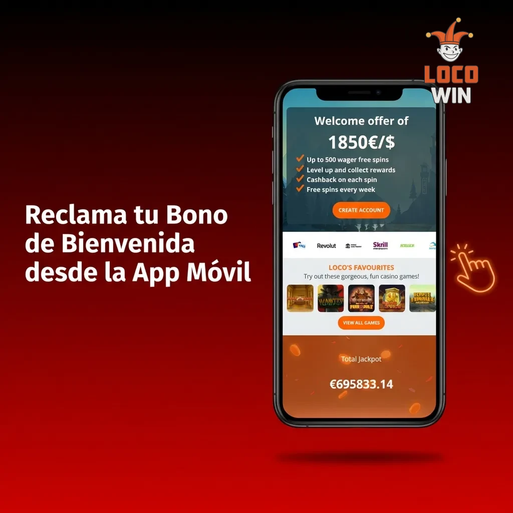 Usuario reclamando bono de bienvenida desde aplicación móvil de casino con pasos de depósito y activación