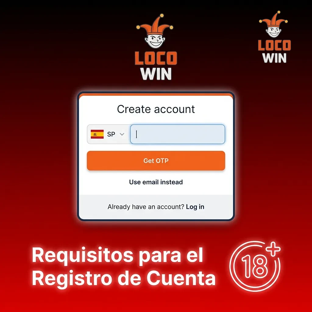 Requirements form for creating account: age verification, residency info, personal data fields, and terms acceptance.