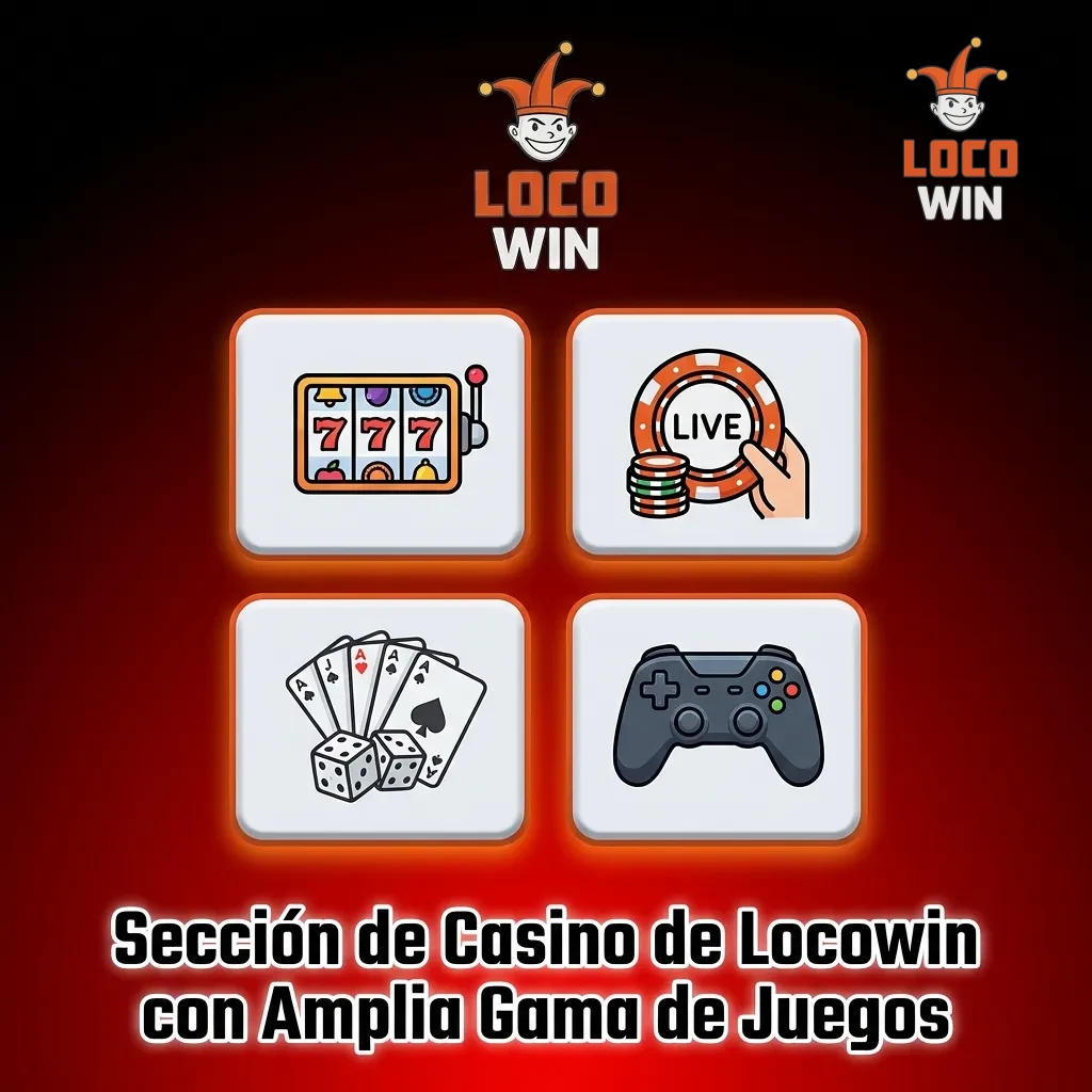 Casino Locowin mostrando variedad de juegos: slots, mesas, jackpots progresivos y game shows en vivo